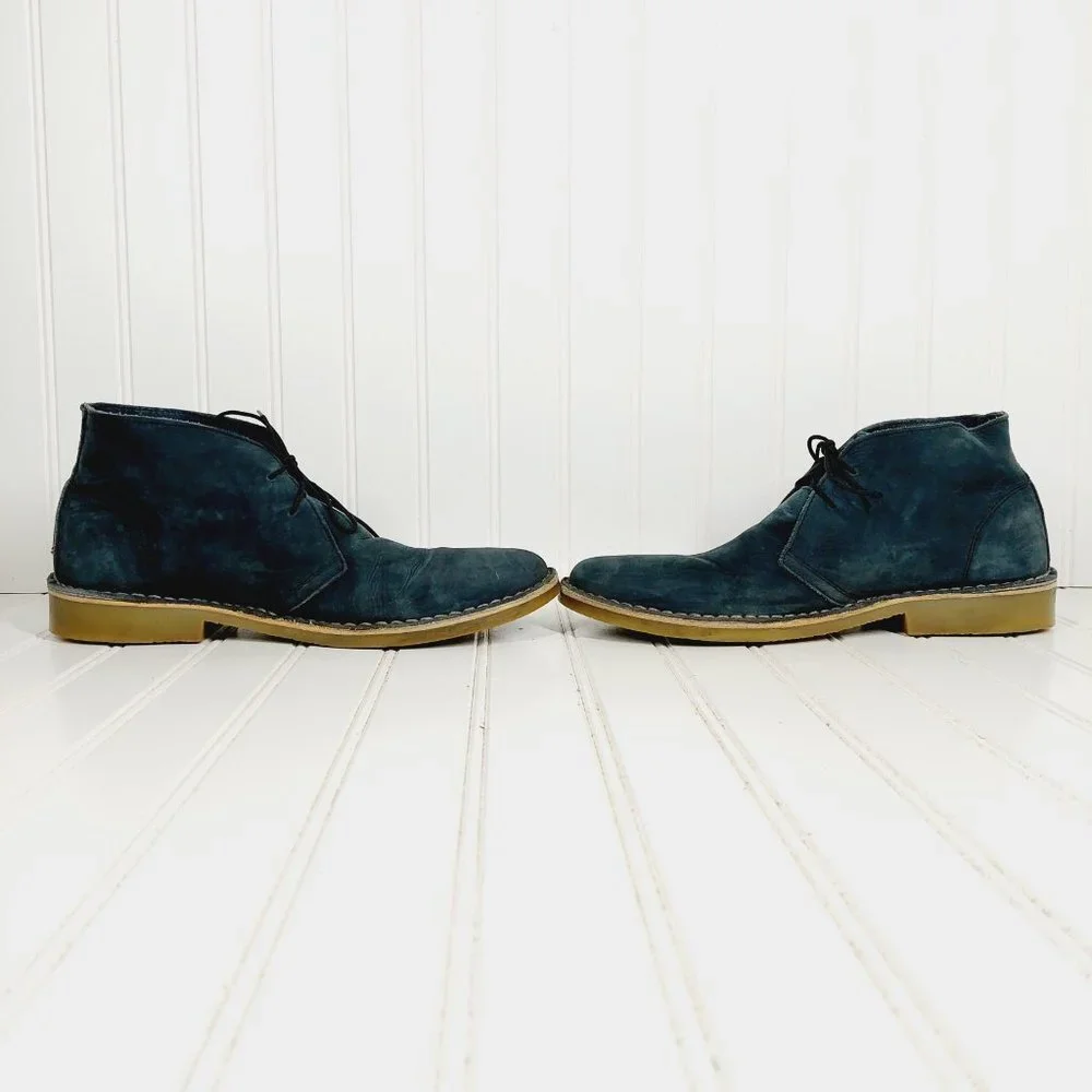 Steve Madden Tristt Black Distressed Leather Lace Up Chukka Boots C704